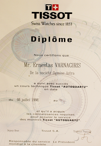 Tissot Certificate